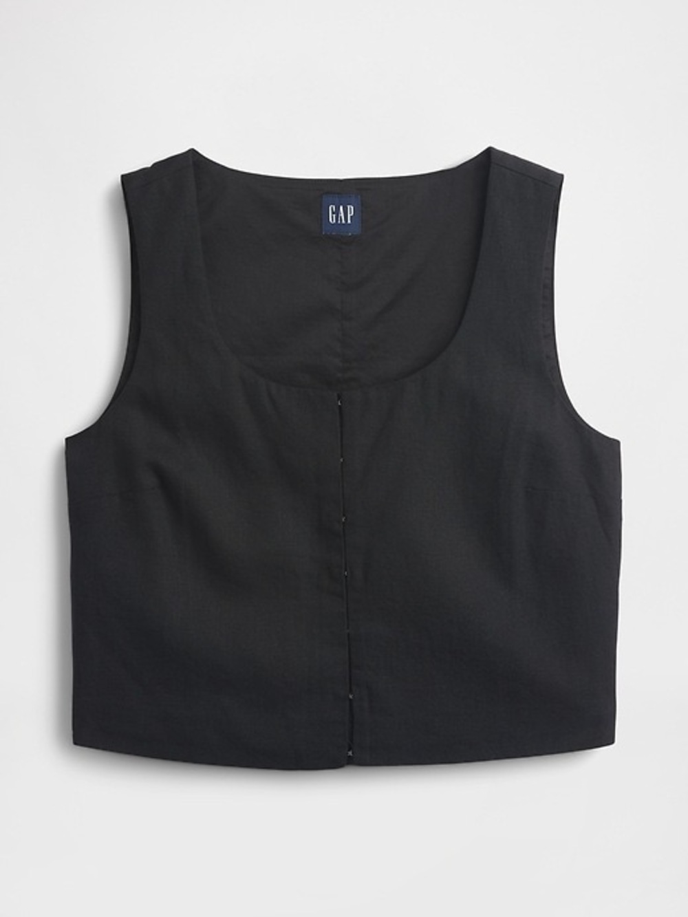 GAP Linen Blend Hook Front Crop Shell Top NWT